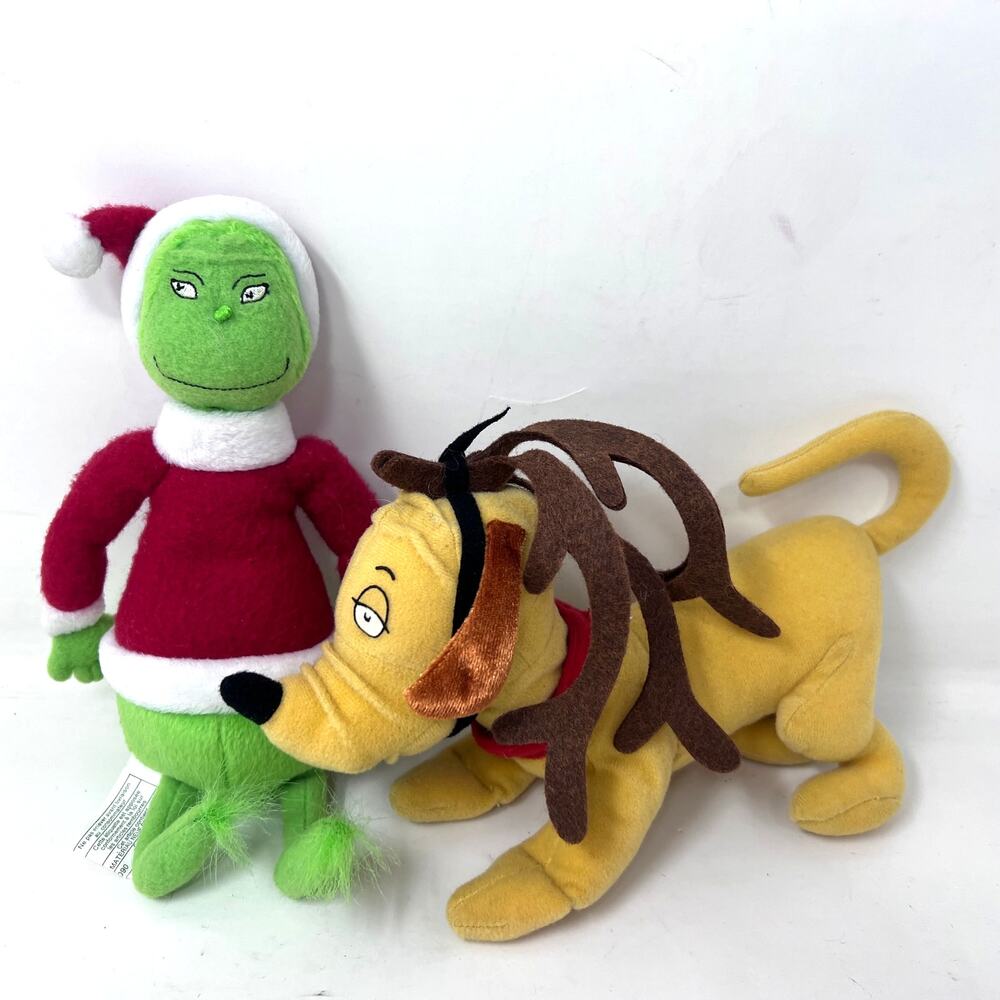 Hallmark Grinch Max Puppy Dog 8" Christmas Plush Set VTG 1998